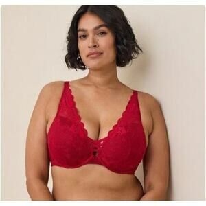 Torrid Curve Tattoo Lace Padded Convertible Strap Push Up Plunge Bra Size 40D